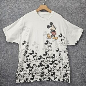 Disney Mickey Mouse Shirt Men M L White Graphic Cartooncore Tee Park HANES 22x28